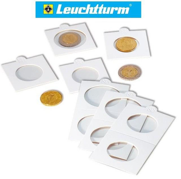 Leuchtturm érme berakó , érmetartó karton keret , öntapadós , kartonkeret , karton  ( 50x50mm ) 17,5 mm ! Ár / tasak ( 50 db ) 