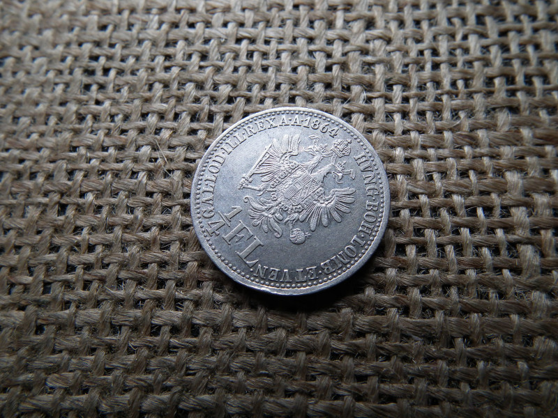 Ferenc József , ezüst 1/4 Florin 1864 A , Bécs