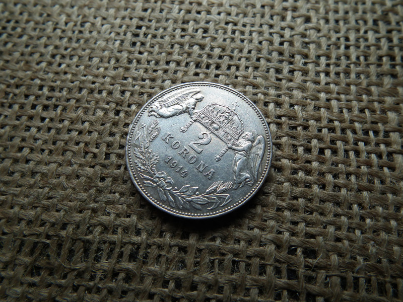 Ferenc József , ezüst 2 korona 1914 KB , Körmöcbánya , ritka 