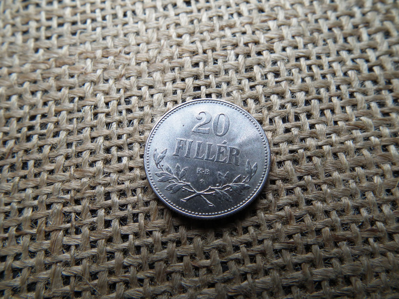 20 fillér 1921 KB , rozettás , artex veret 