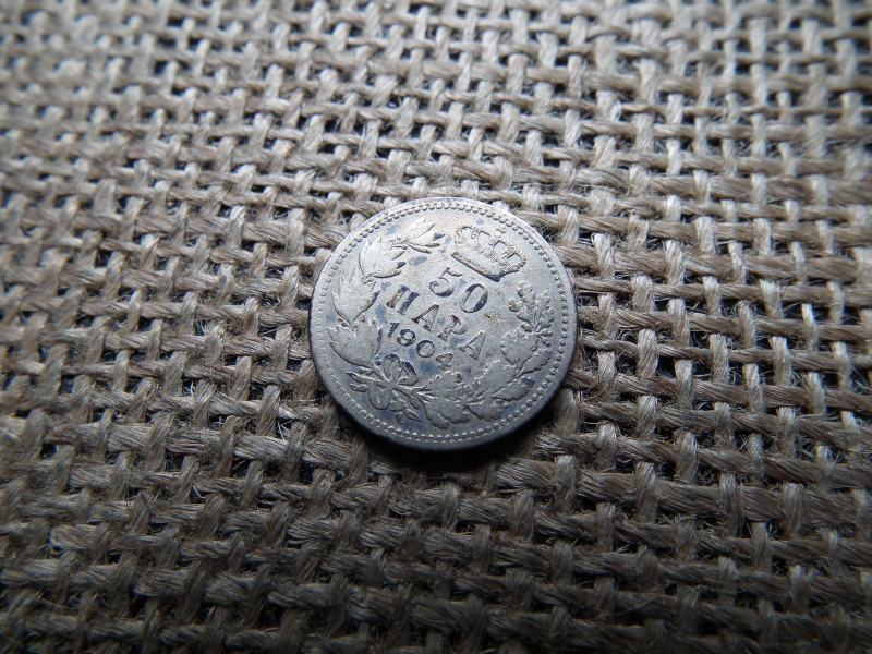 Szerbia , ezüst 50 para 1904 
