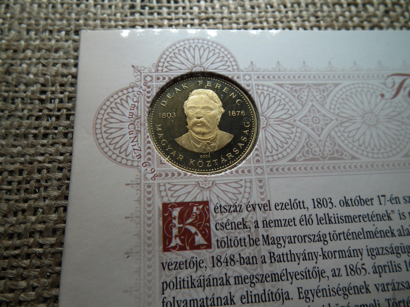 Deák Ferenc 20 forint 2003 PP , 1 lapos , sorból kivágott ! 