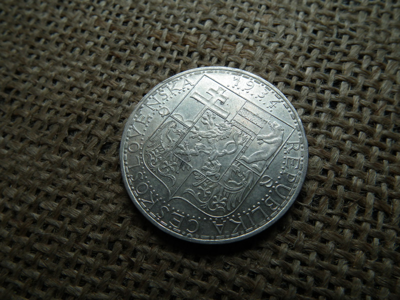 Csehszlovákia , ezüst 20 korona 1934 , Korun , 
