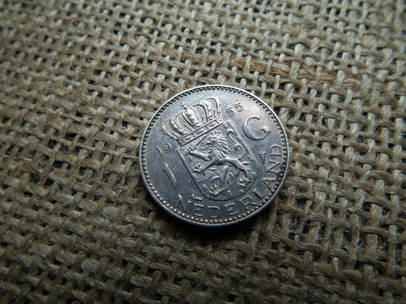 Hollandia , ezüst 1 gulden 1955