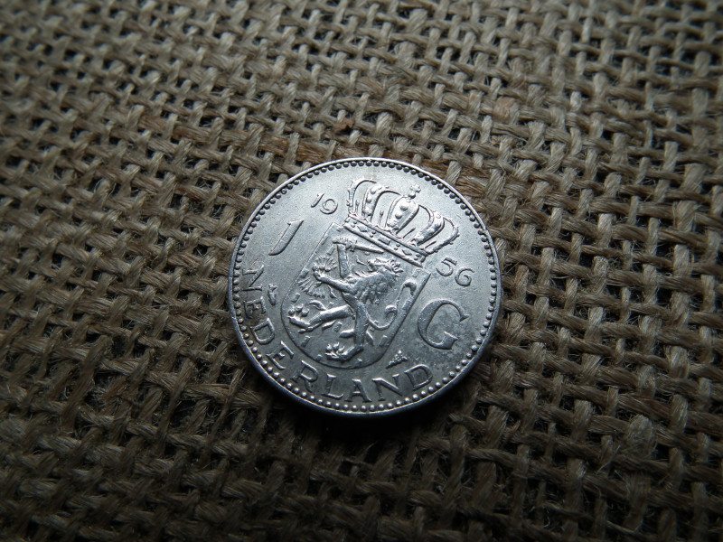 Hollandia , ezüst 1 gulden 1956