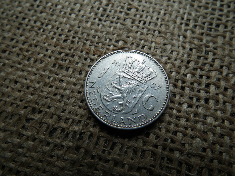 Hollandia , ezüst 1 gulden 1957