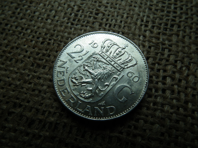 Hollandia , ezüst 2 1/2 gulden 1960