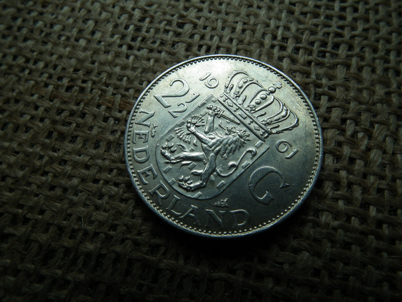 Hollandia , ezüst 2 1/2 gulden 1961