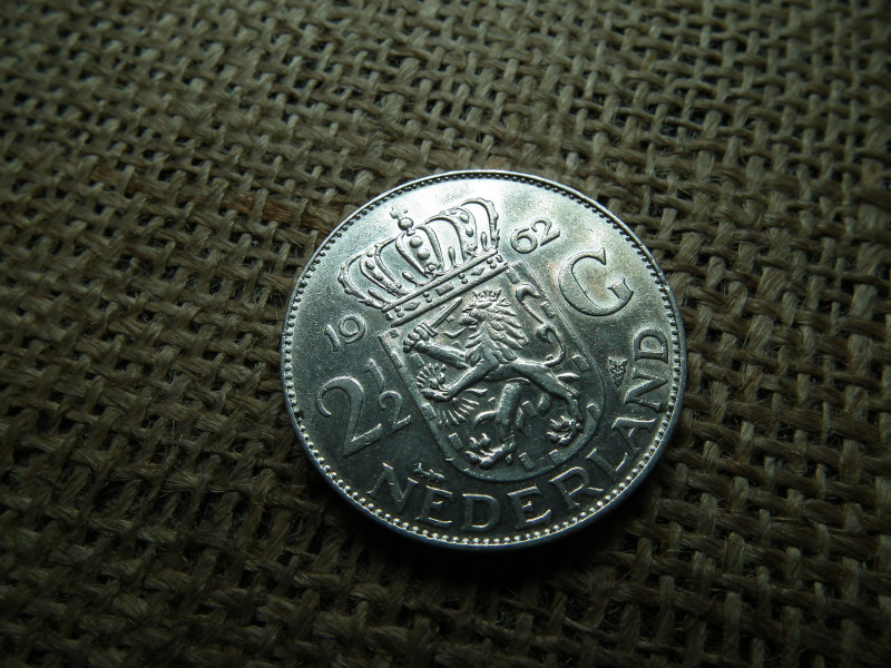 Hollandia , ezüst 2 1/2 gulden 1962