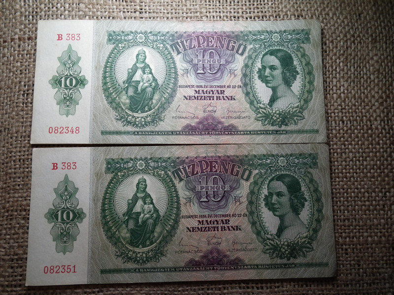 10 pengő 1936 , sorszámközeli 