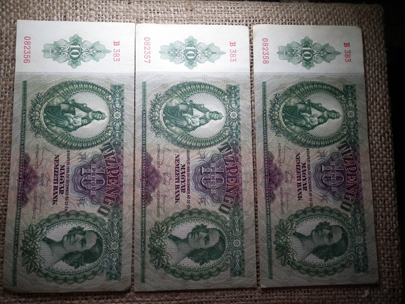 10 pengő 1936 , 3 db sorszámkövető 