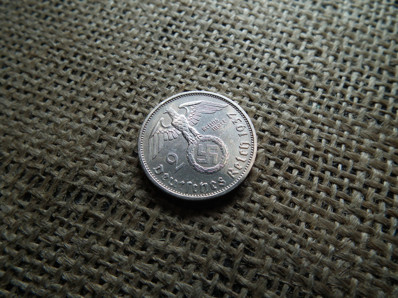 Birodalmi , ezüst 2 márka 1937 F , Horogkeresztes 