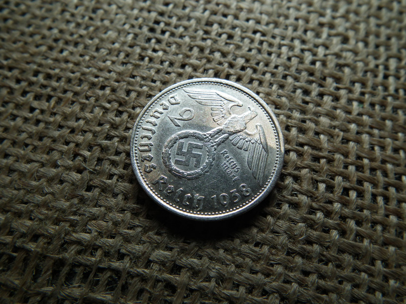Birodalmi , ezüst 2 márka 1938 B , Horogkeresztes 
