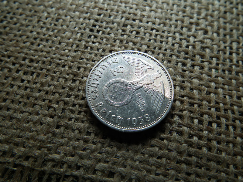 Birodalmi , ezüst 2 márka 1938 J , Horogkeresztes 