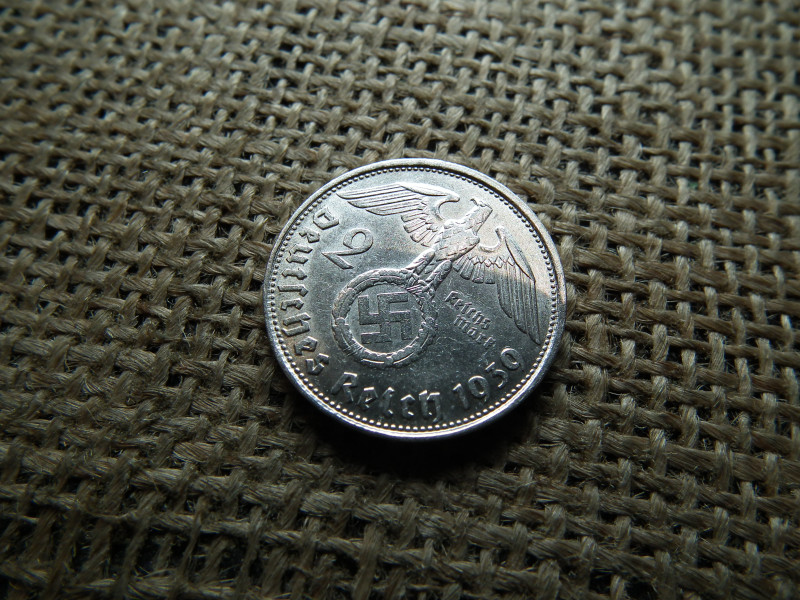 Birodalmi , ezüst 2 márka 1939 B , Horogkeresztes 