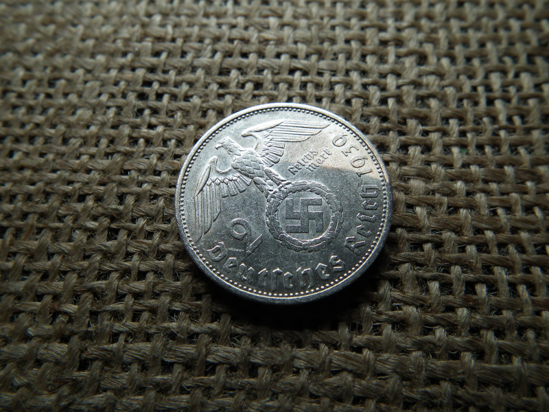 Birodalmi , ezüst 2 márka 1939 F , Horogkeresztes 