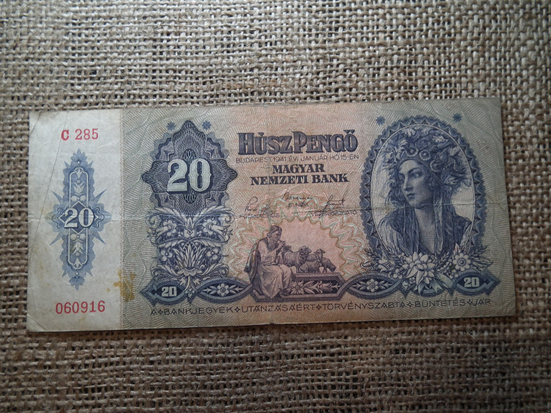 20 pengő 1941 , ritka C 285 sorozatszám 