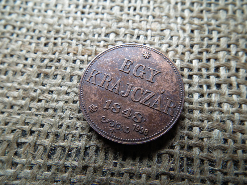 1 krajcár 1848 - 1998 jubileumi , hivatalos múzeumi utánveret 
