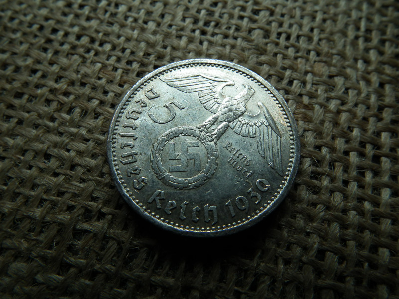 Birodalmi , ezüst 5 márka 1939 A  , Horogkeresztes 