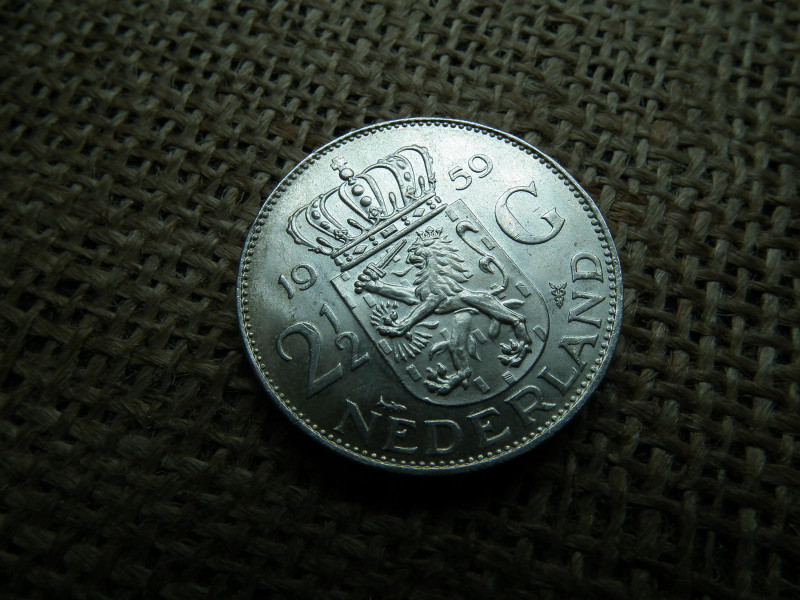 Hollandia , ezüst 2 1/2 gulden 1959
