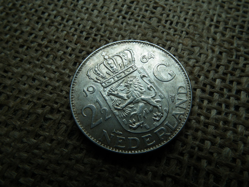 Hollandia , ezüst 2 1/2 gulden 1964