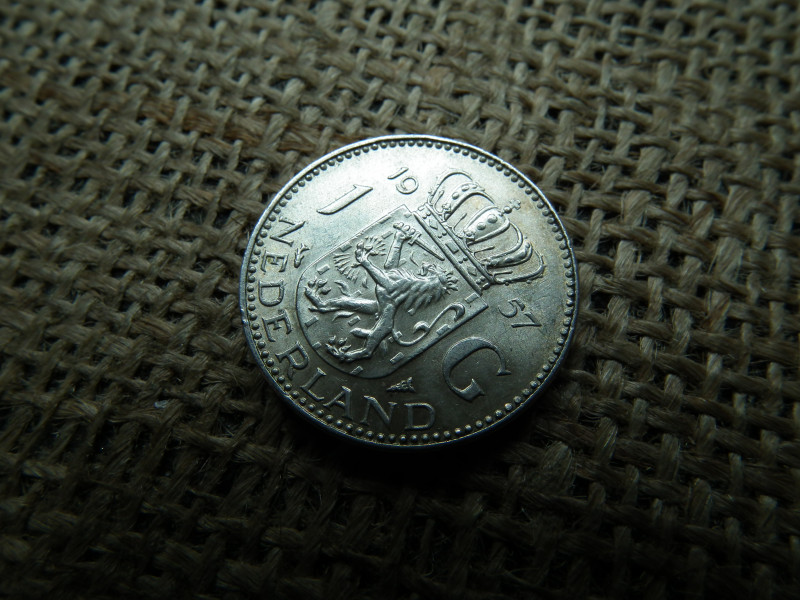 Hollandia , ezüst 1 gulden 1957