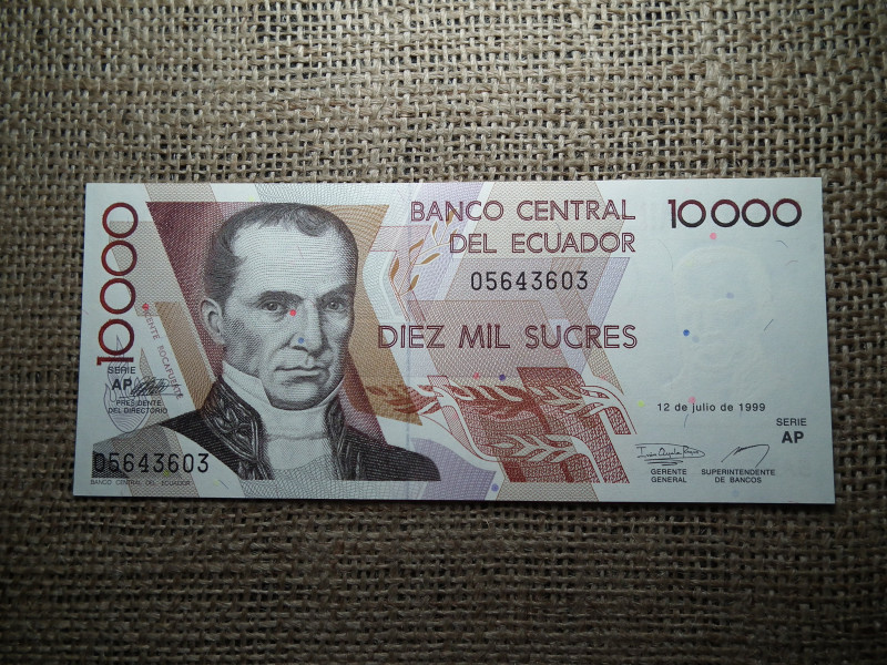 Ecuador 10000 sucres 1999 , UNC , C1