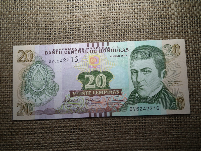 Honduras 20 lempiras 2012 UNC , C1