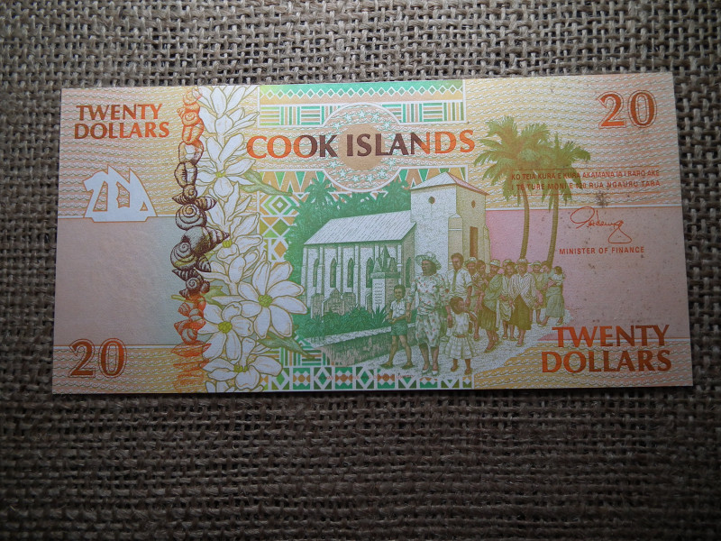 Cook Island 20 dollars 1992 UNC , C1