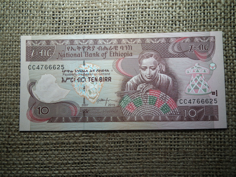 Etiópia 10 birr 2015 UNC , C1
