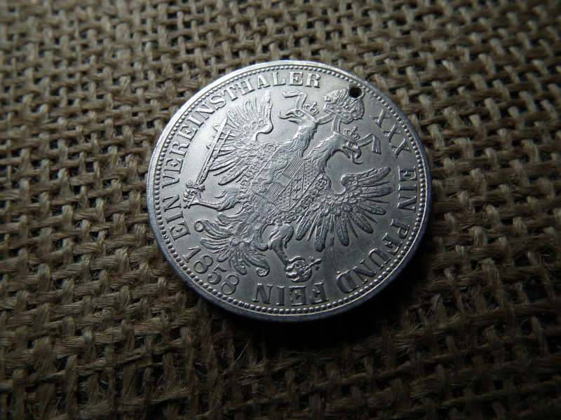 Ezüst Vereinsthaler 1858 A , Bécs , Ferenc József , gyönyörű darab , de lukas