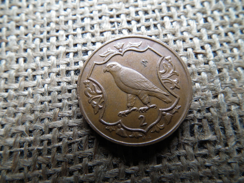 Man - Szigetek 2 penny 1985 , pence . vándorsólyom