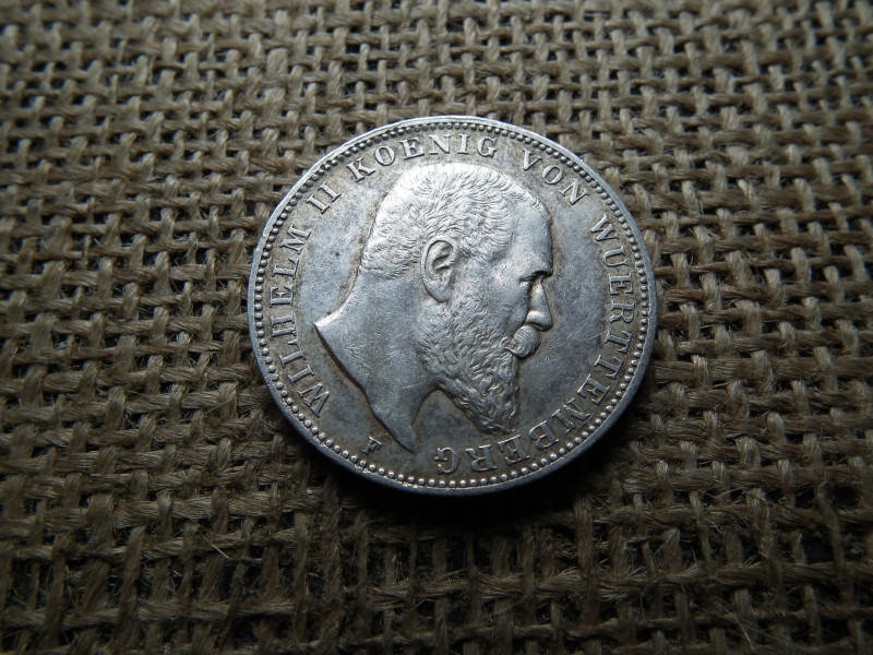 Ezüst 3 márka 1908 F , II. Vilmos