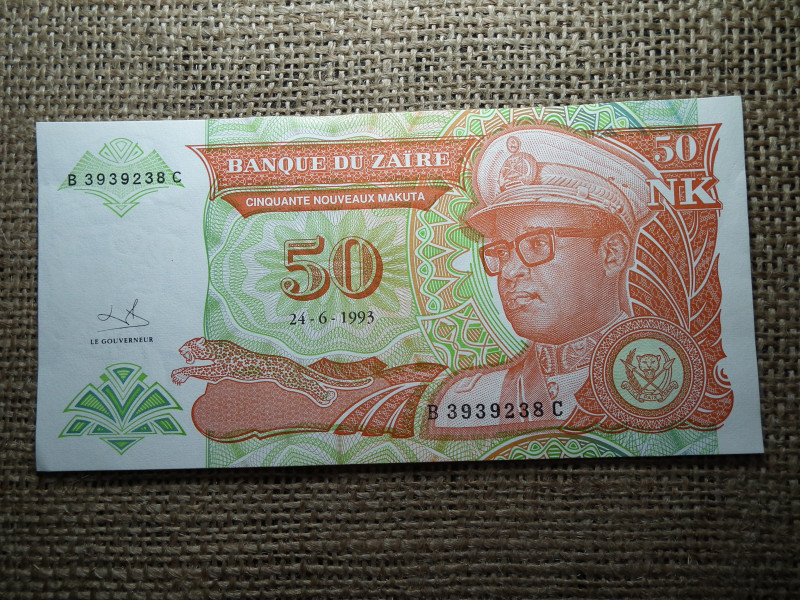 Zaire 50 zaires 1993 , hajtatlan