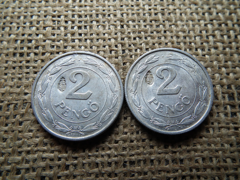 2 pengő 1941 , Magyar címer  beütéssel , ellen-jeggyel  ár/db 