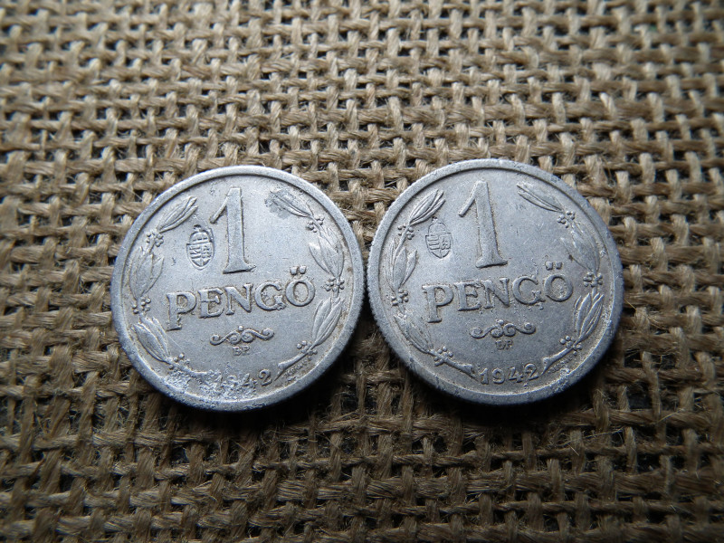 1 pengő 1942 , Magyar címer  beütéssel , ellen-jeggyel ár/db 