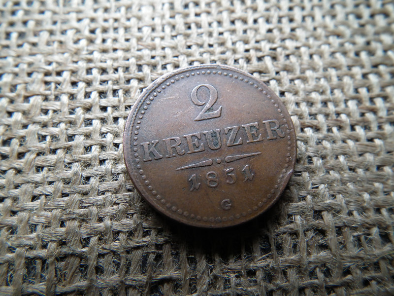 2 krajcár 1851 G , Nagybánya , ritka 