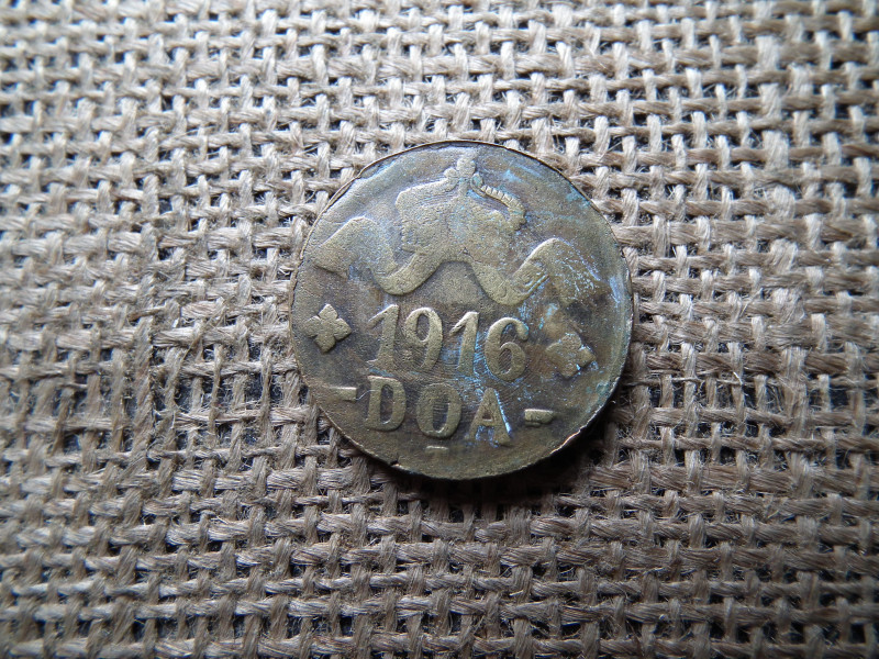 Német Kelet Afrika , 20 Heller 1916 , DOA , sárgaréz  - II. Vilmos Tabora sürgősségi pénzverés