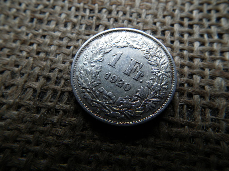 Svájc , ezüst 1 frank 1920 B , franc