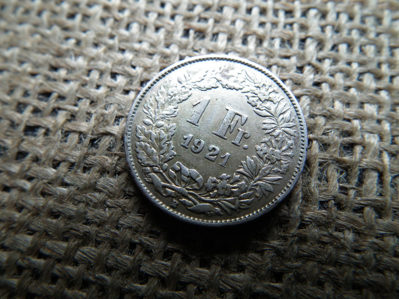 Svájc , ezüst 1 frank 1921 B , franc