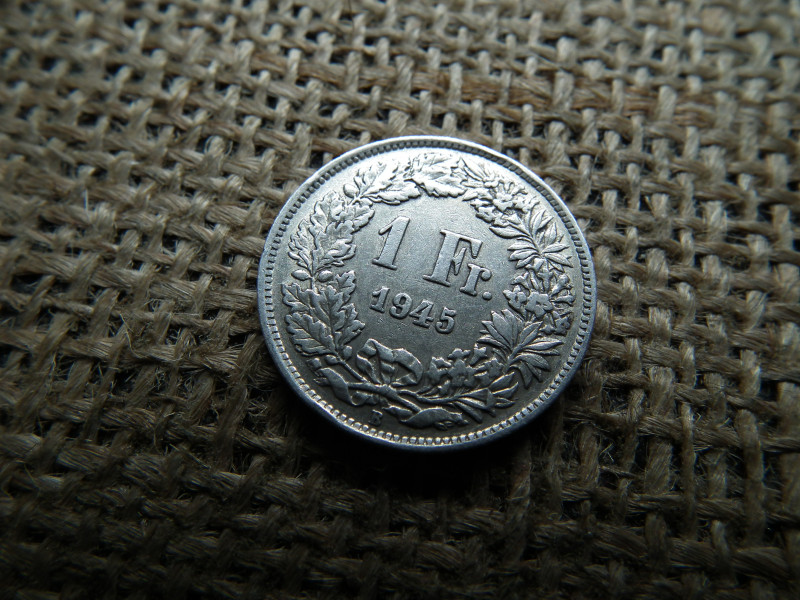 Svájc , ezüst 1 frank 1945 B , franc