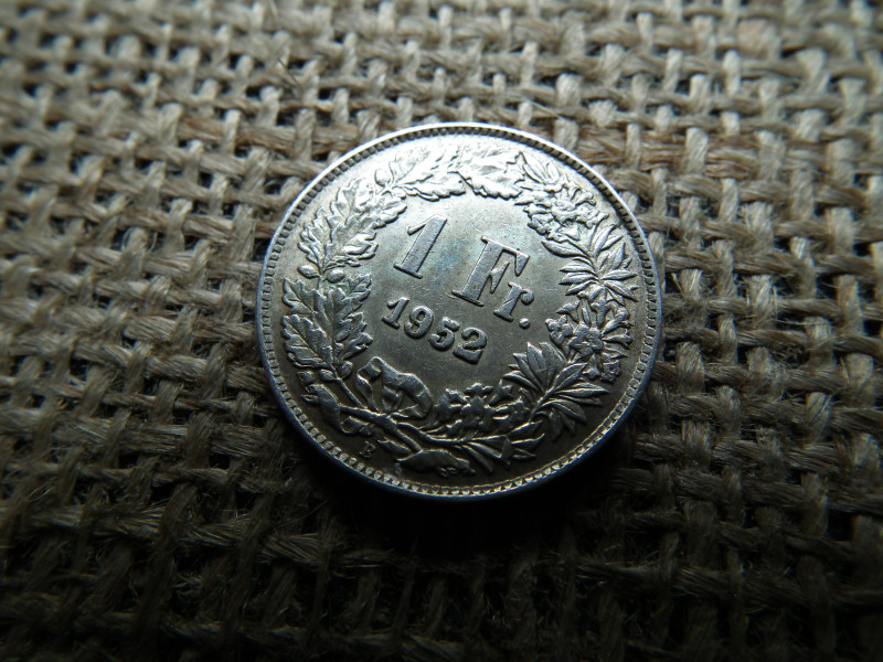 Svájc , ezüst 1 frank 1952 B , franc
