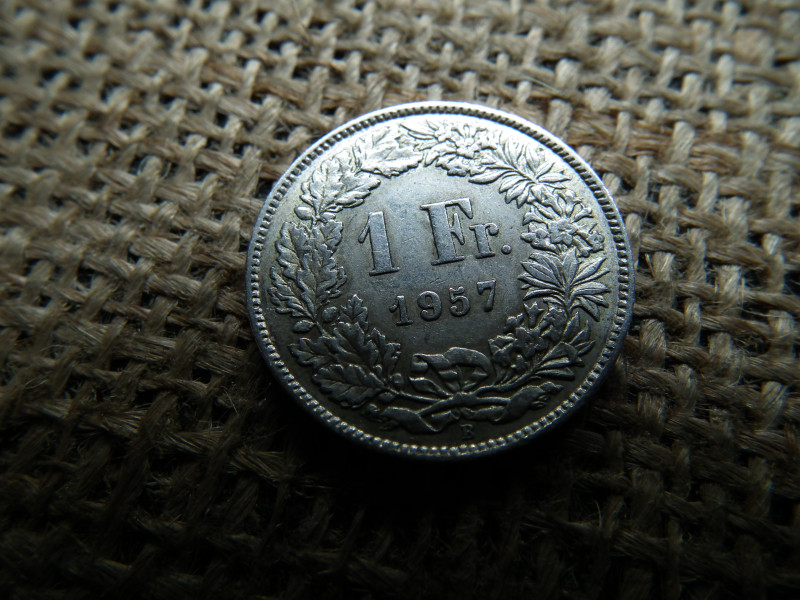 Svájc , ezüst 1 frank 1957 B , franc