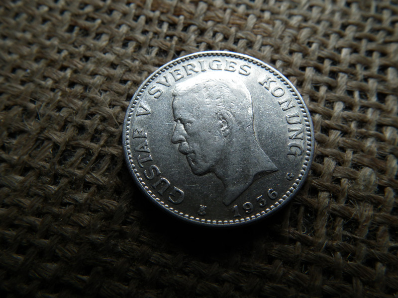 Svédország , ezüst 1 korona 1936 , V. Gusztáv