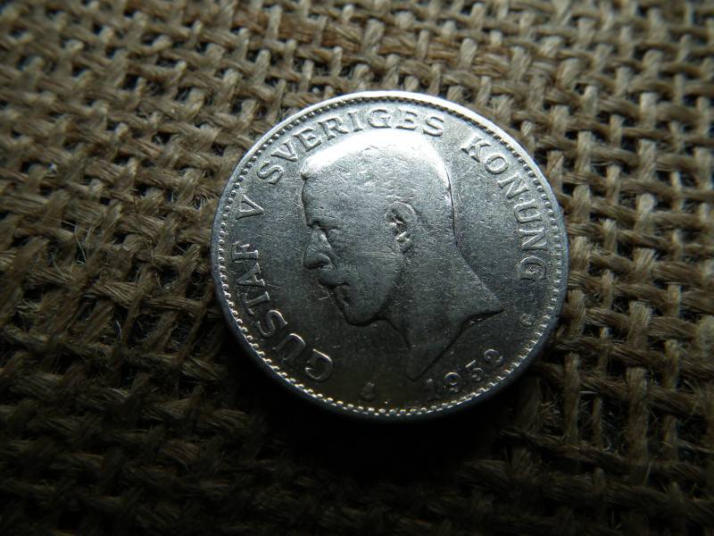 Svédország , ezüst 1 korona 1932 , V. Gusztáv