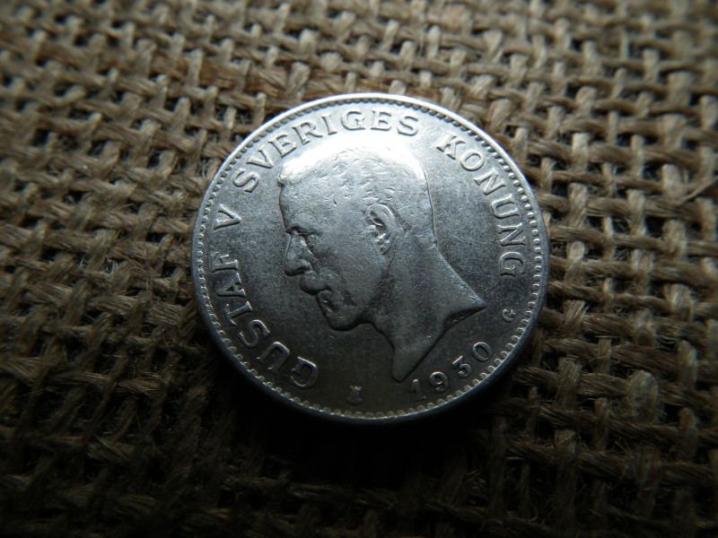 Svédország , ezüst 1 korona 1930 , V. Gusztáv
