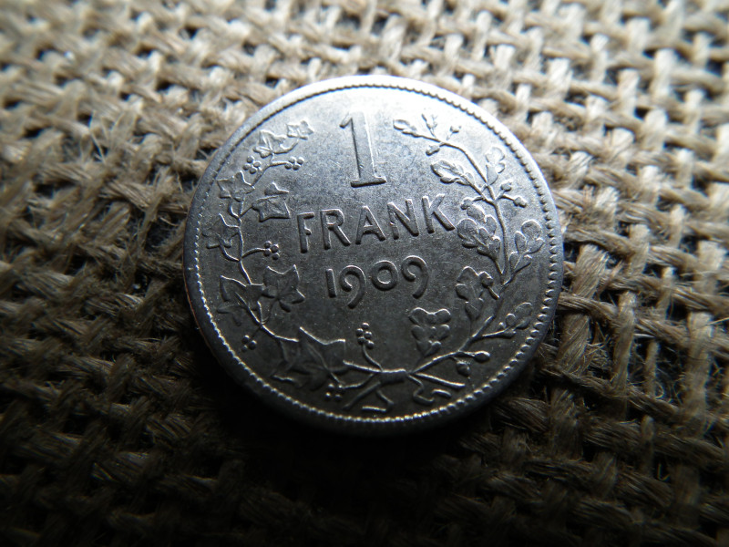 Belgium , ezüst 1 frank 1909 , franc , II. Léopold holland szöveg