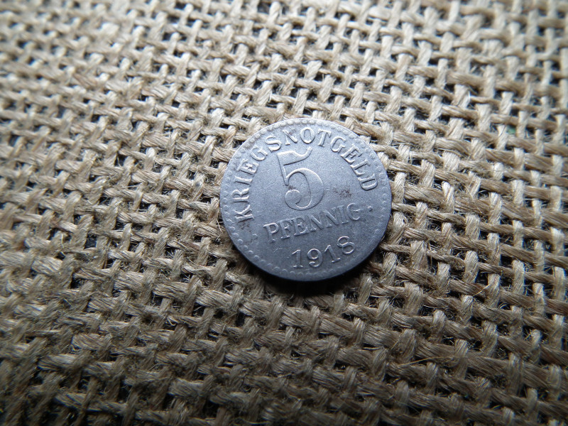 Brunswick szövetségi állam , 5 Pfennigs 1918  - Braunschweig Herzogtum , pfennig