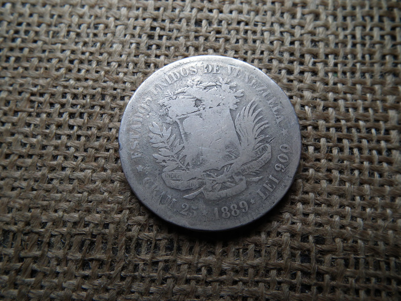 Venezuela ezüst 5 bolivares 1889