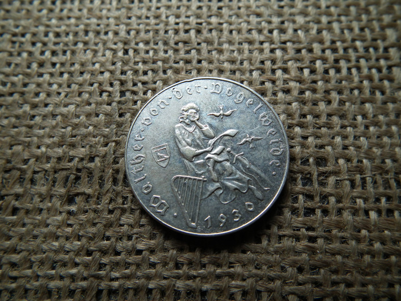 Ezüst 2 schilling 1930 , Walther von der Vogelweide